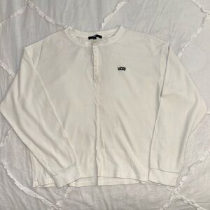 Vans White Long Sleeve Henley Shirt
